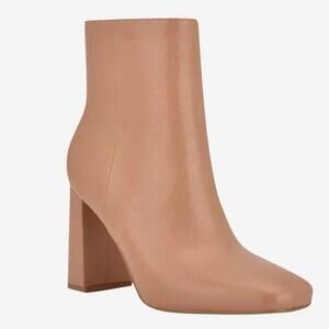 Marc Fisher Jacinta Light Brown Leather Square Toe Ankle‎ Booties